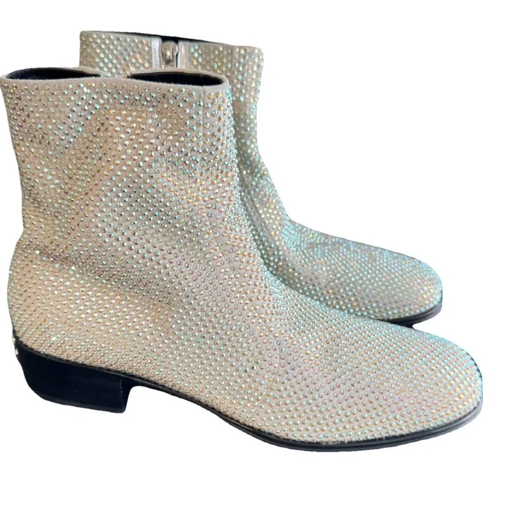 Dolce & Gabbana Fusible Rhinestones-Embellished Ankle Boots white leather US 8